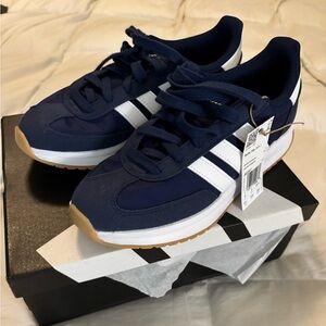 Adidas Run 70s 2.0 Shoes in a kids' size 6.5 US navy and white NWT